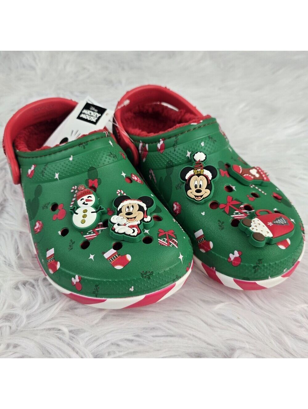 Crocs Mickey Mouse Christmas Holiday Lined Clogs Men's Size 7 Women's Size 9
